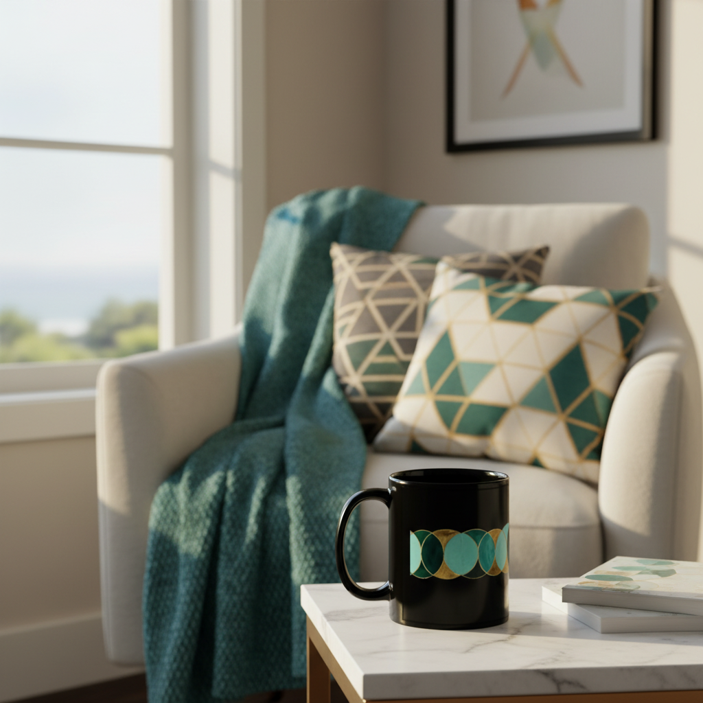 11oz circles mug in reading nook
