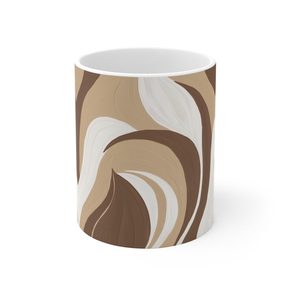 Boho Ceramic Mug - Minimalist Brown Swirl | Free Fashion Spirit
