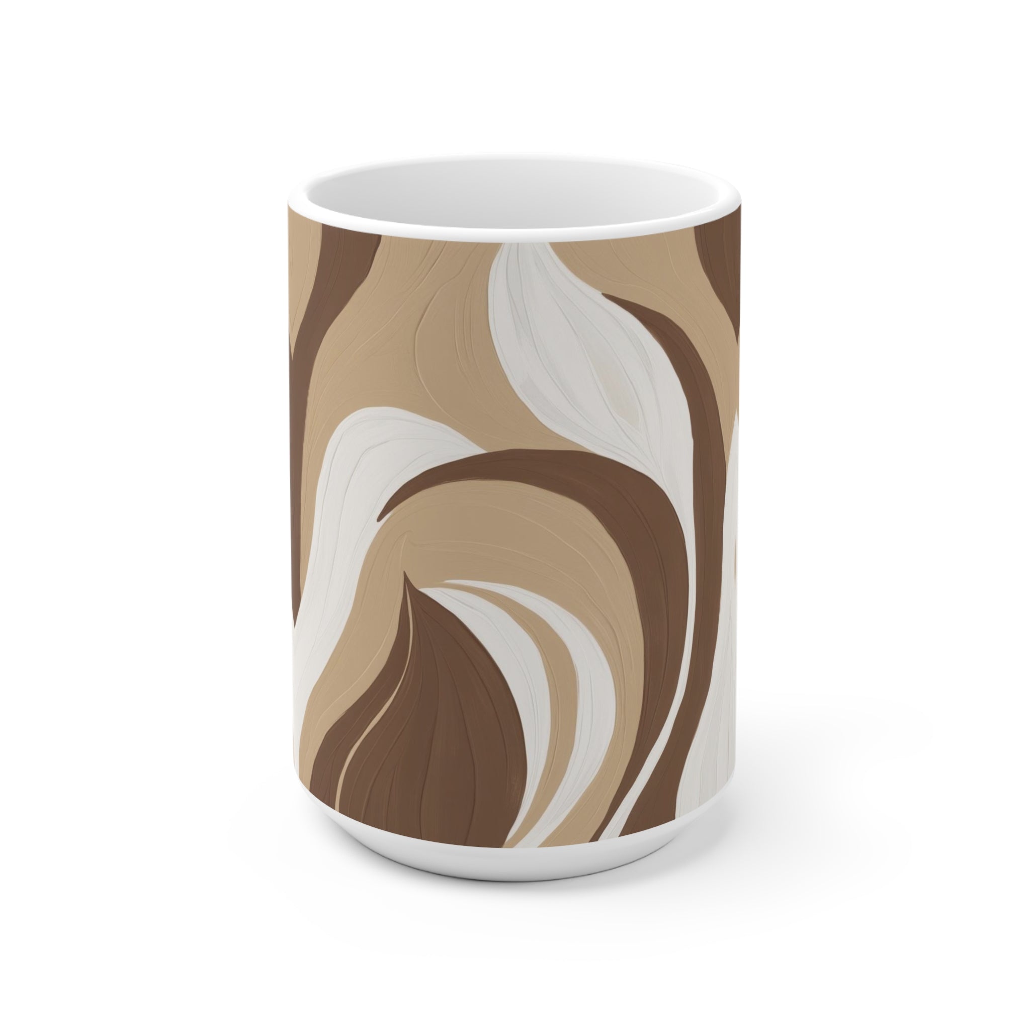 Boho Ceramic Mug - Minimalist Brown Swirl | Free Fashion Spirit