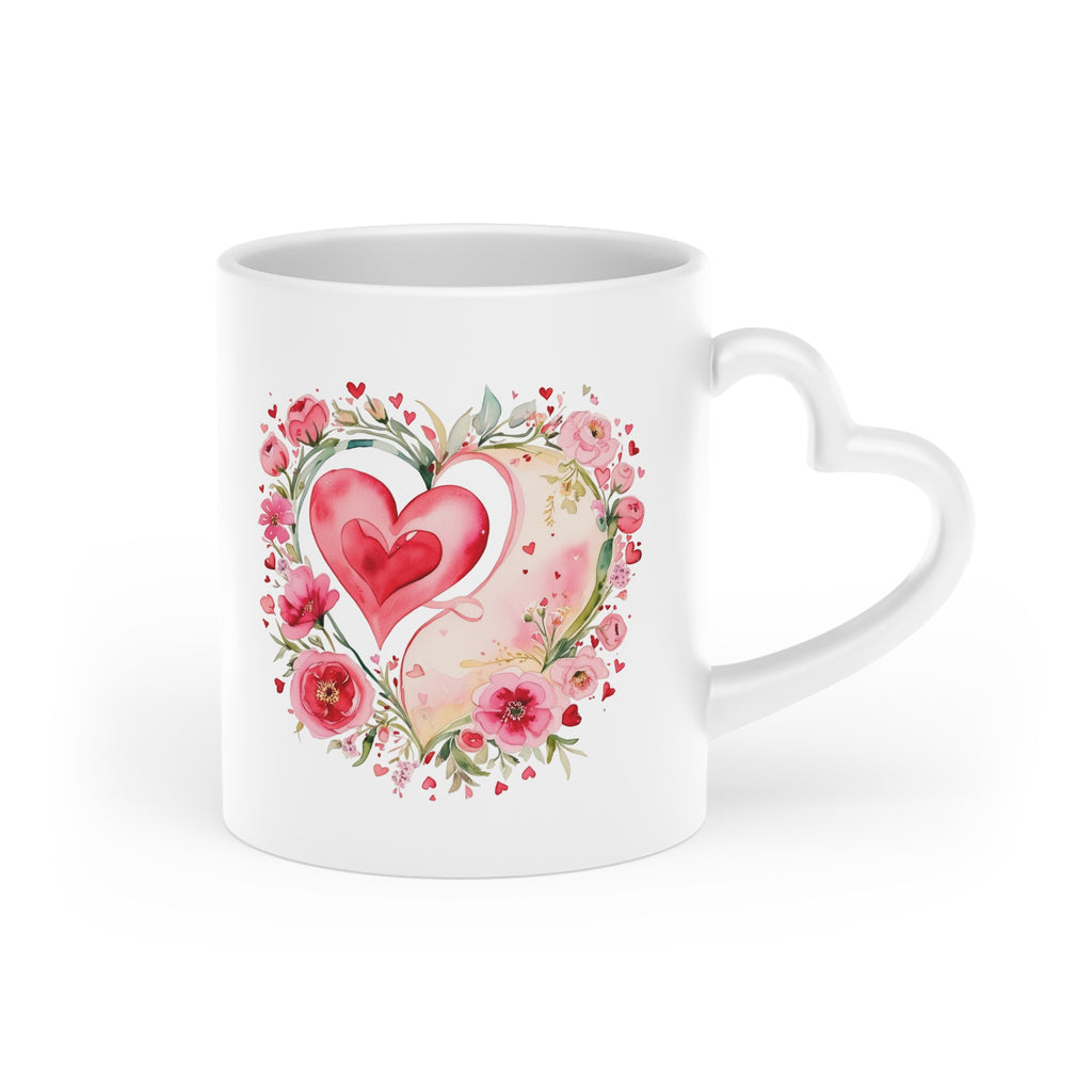 Floral Heart-Shaped Mug - Perfect Gift for Valentine's Day or Anniversary