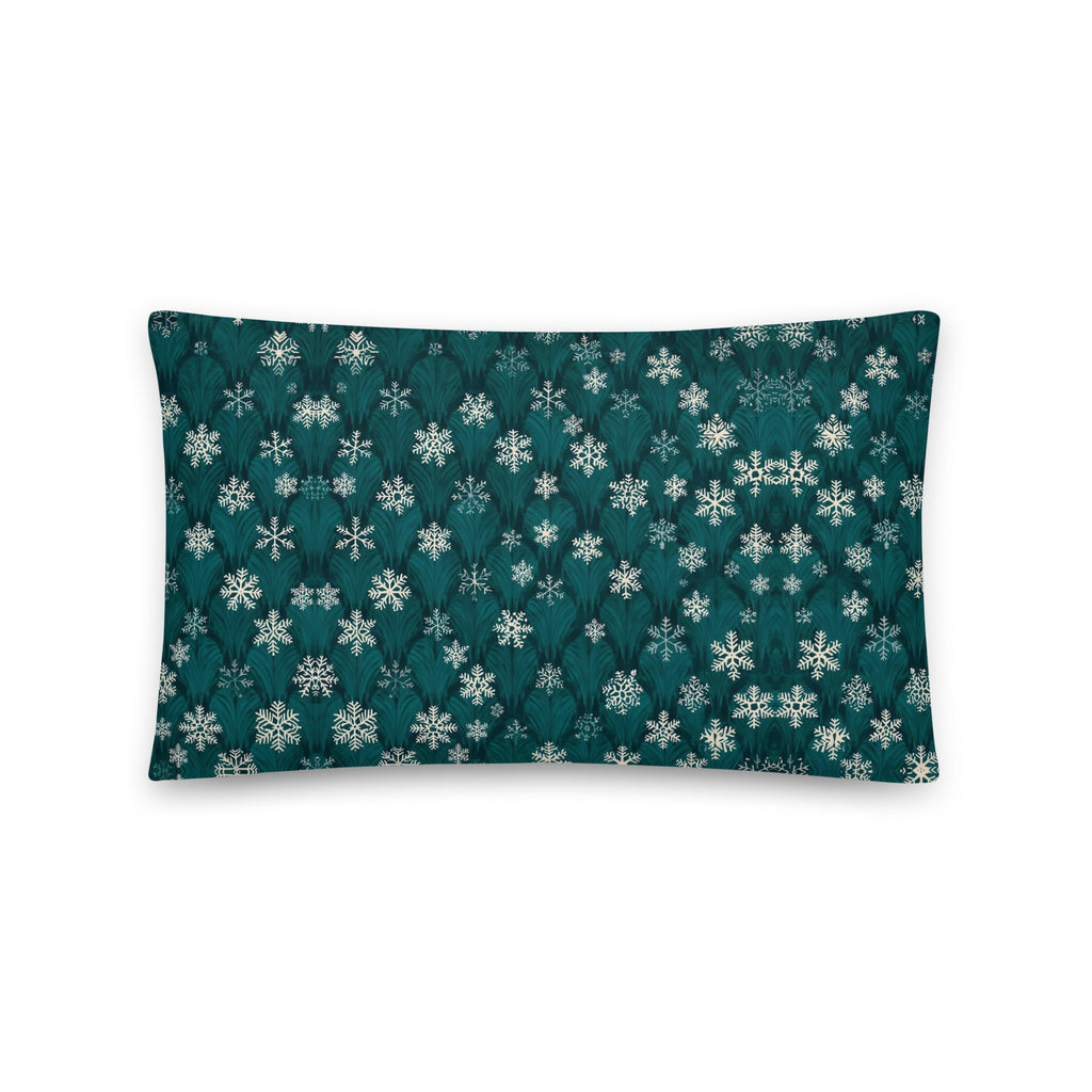 Dark Green Snowflakes Pillow - Dark Green Wall
