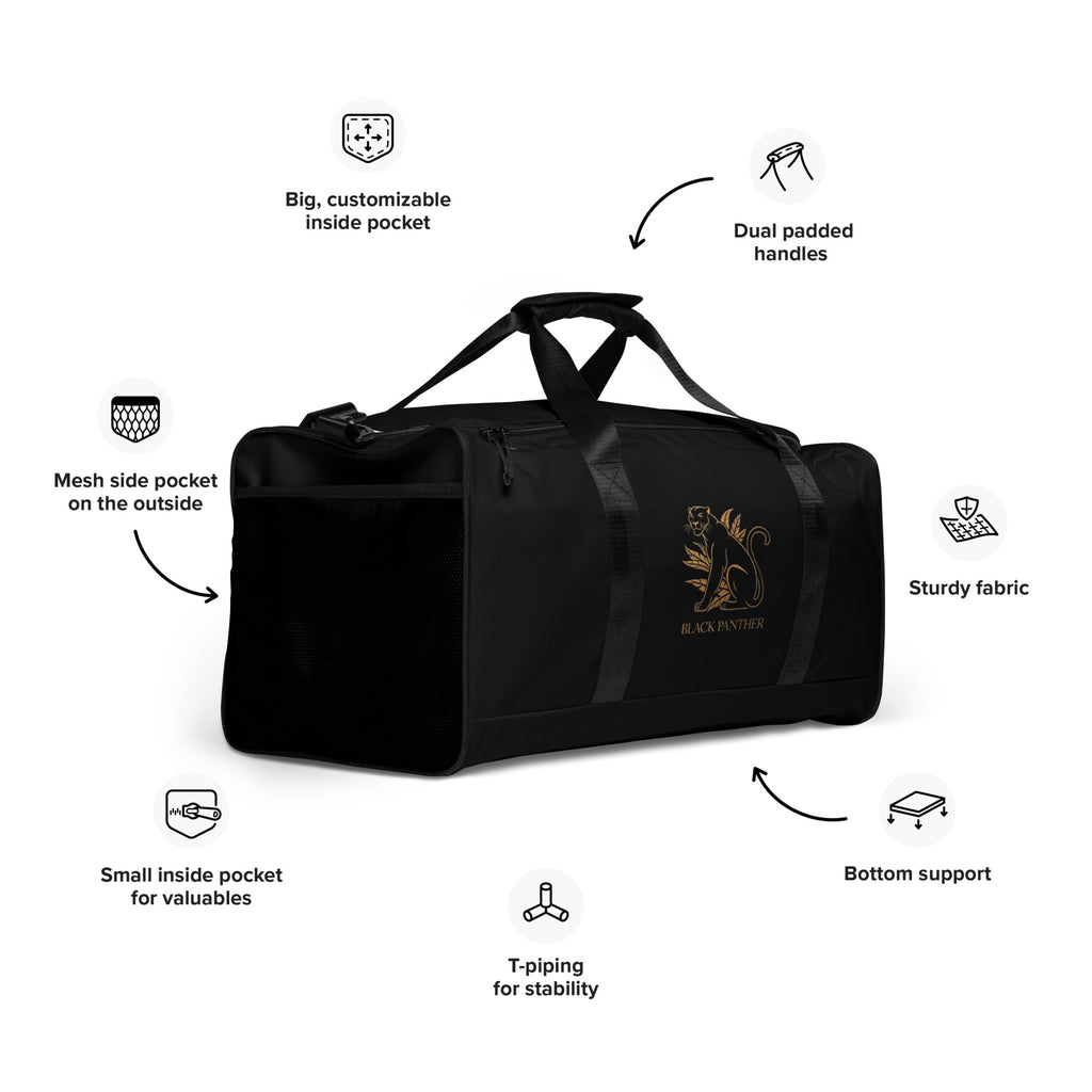 Black Jaguar Duffle Bag - Premium Travel Gym Bag