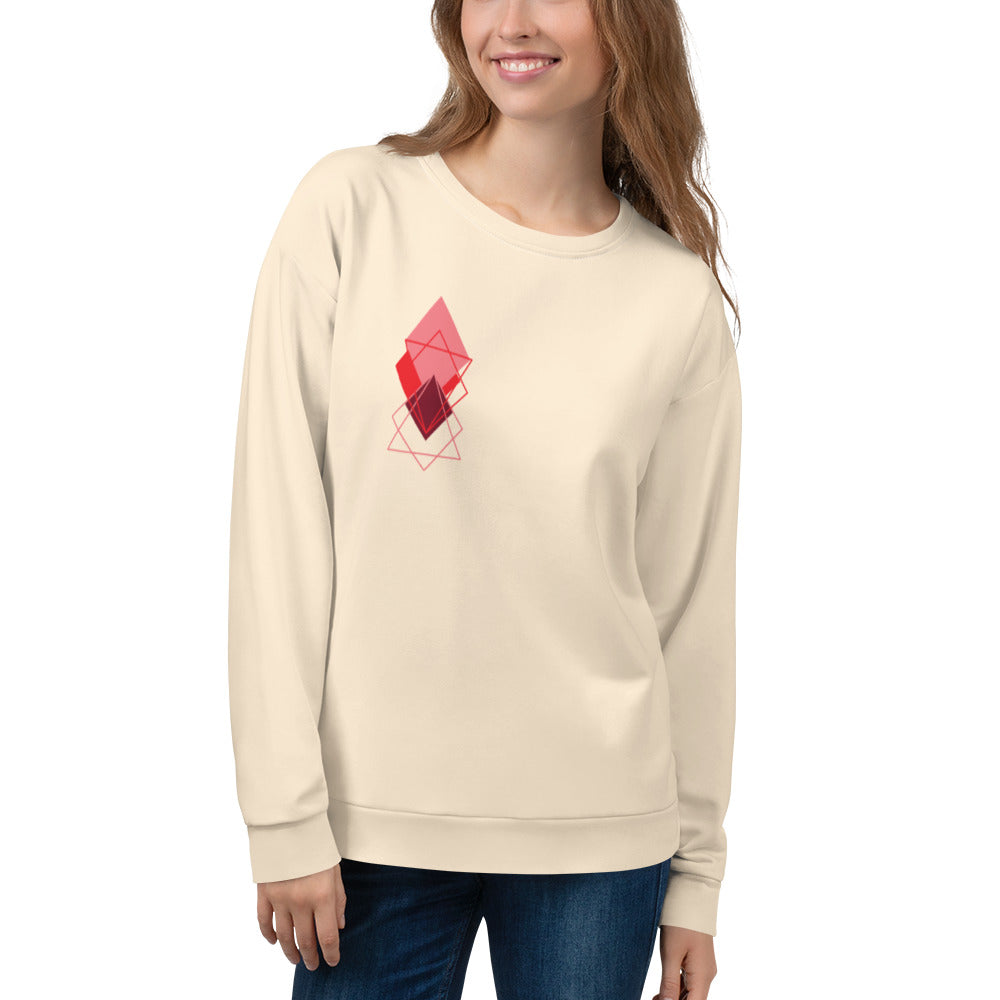 Red Squares Unisex Sweatshirt - Geometric Pattern Comfort Wear
