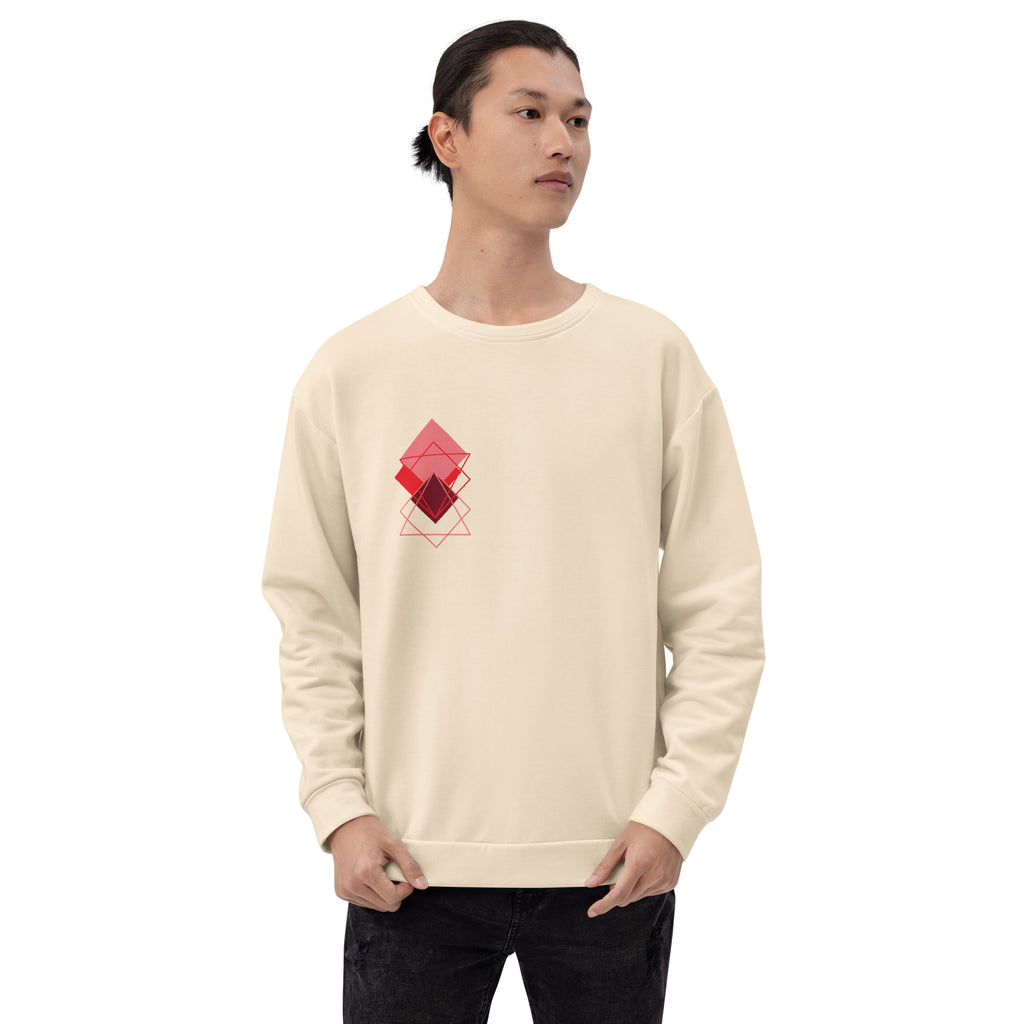 Red Squares Unisex Sweatshirt - Geometric Pattern Comfort Wear
