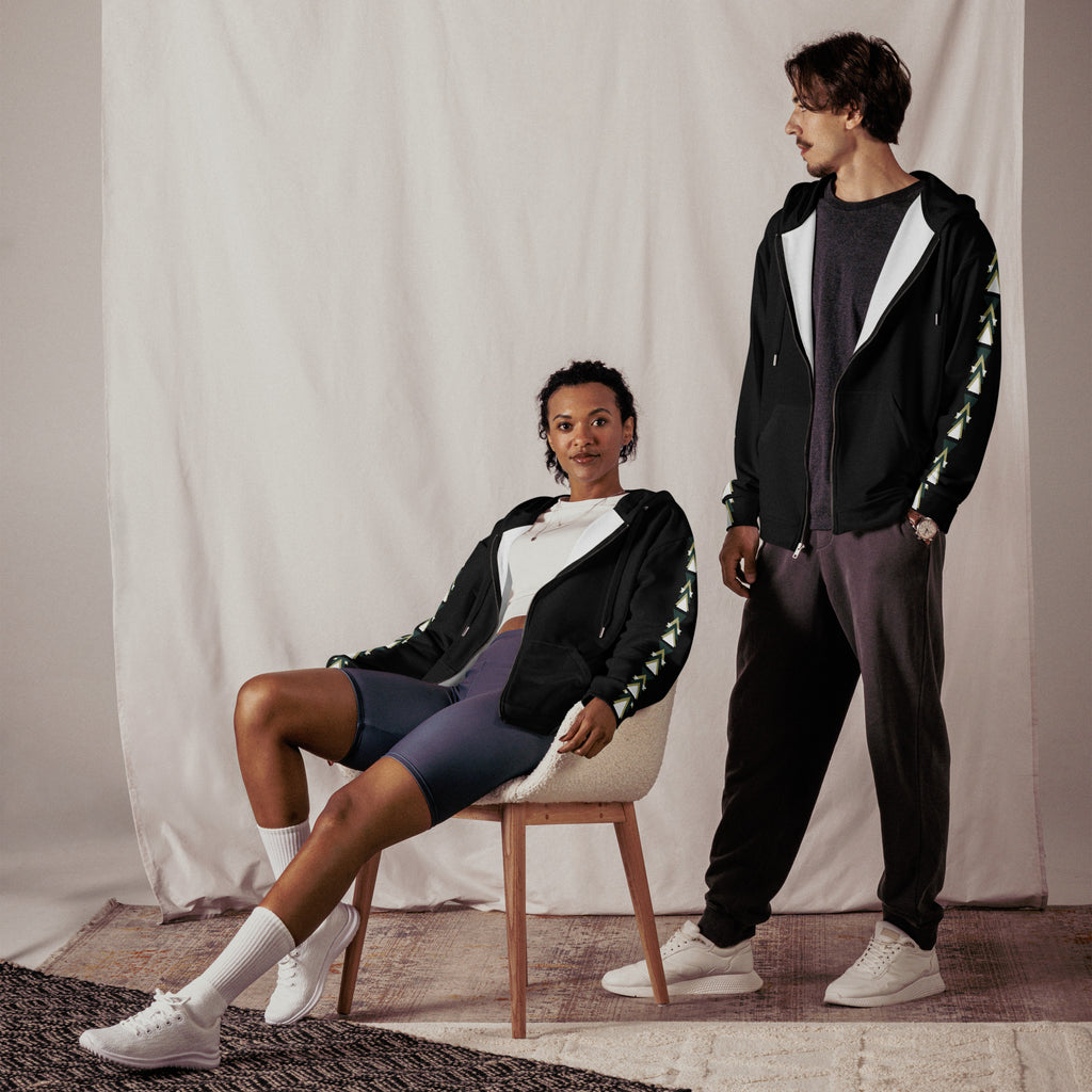 Triangles Unisex Zip Hoodie - Geometric Pattern Comfort Wear