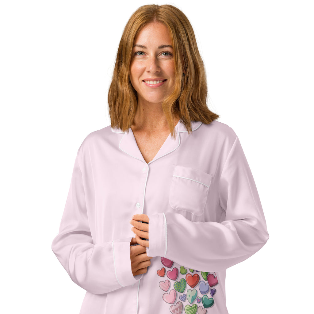 Hearts Women's Long Sleeve Pajama Top - Romantic Sleepwear