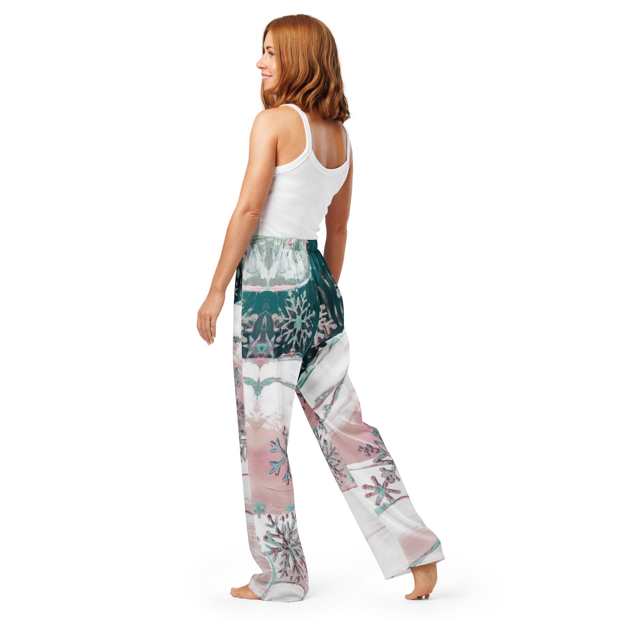 Snowflakes Women's Pajama Pants - Silky Winter Sleepwear
