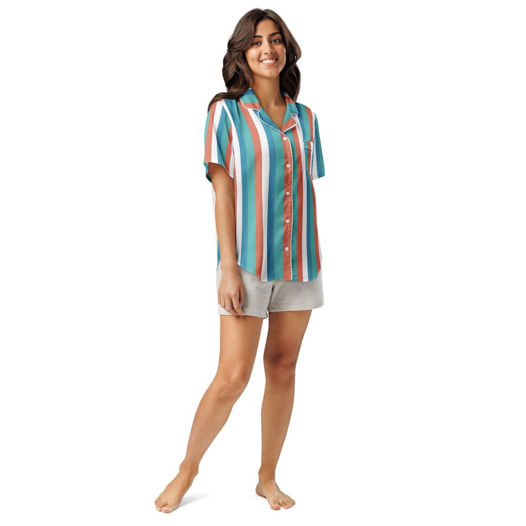 Women's Striped Pajama Top - Short Sleeve Comfortable Sleepwear