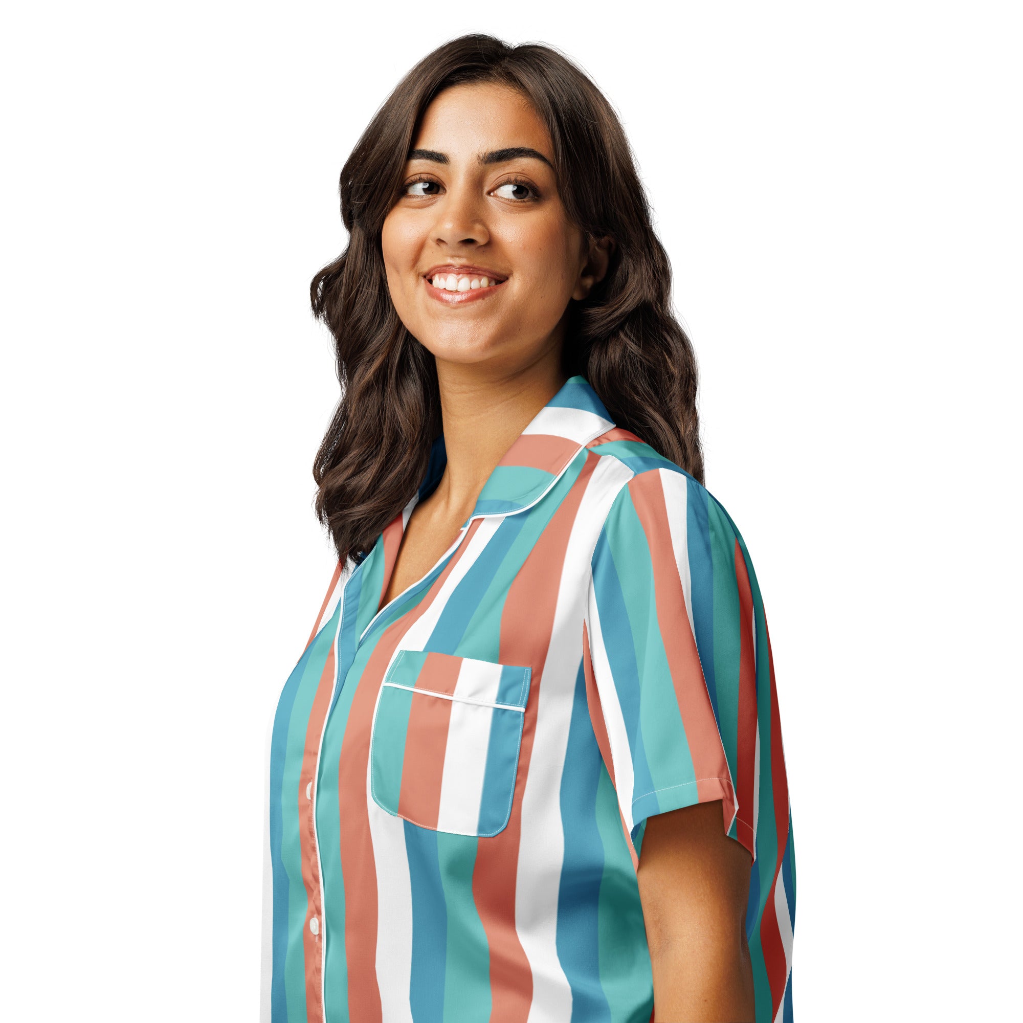 Women's Striped Pajama Top - Short Sleeve Comfortable Sleepwear