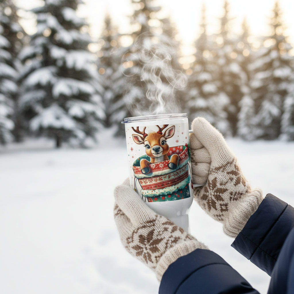 Baby Reindeer Travel Mug - Winter Outdoor