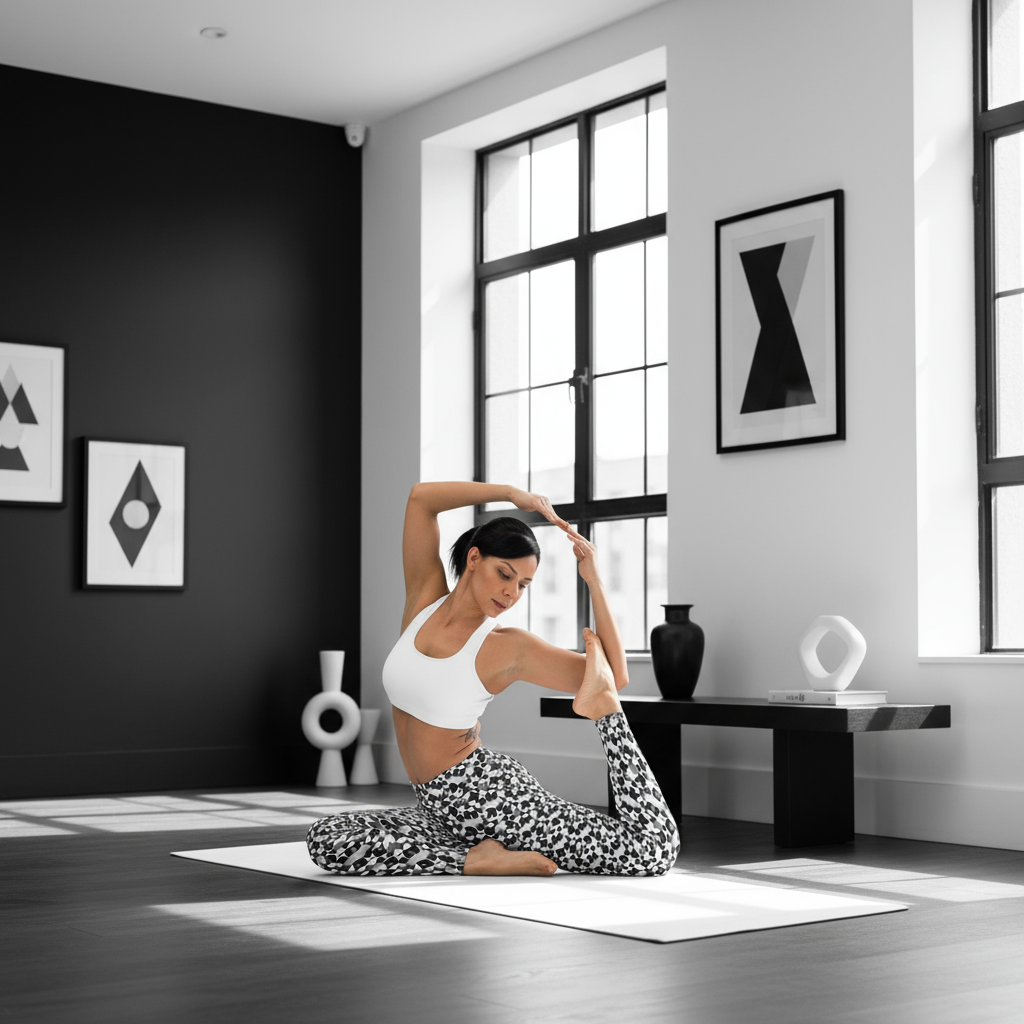 Leggings de yoga noirs et blancs