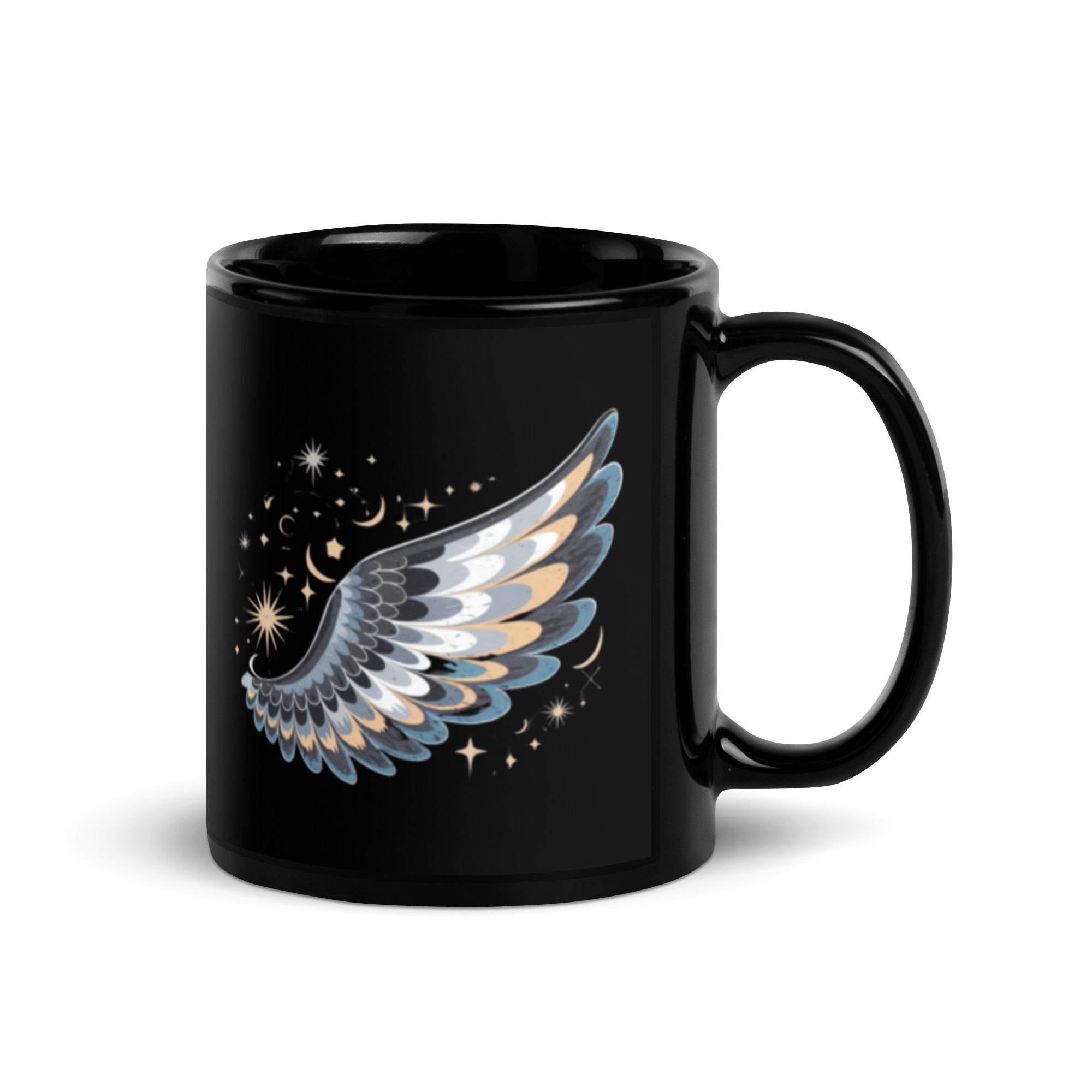  Black Night Wing Mug - Spiritual Angel Coffee Cup