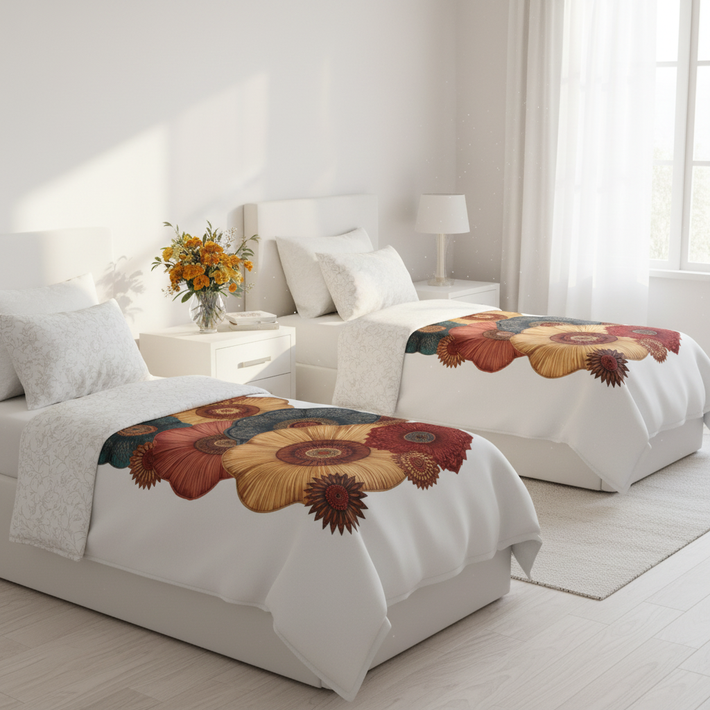 Bright white bedroom with twin XL duvet