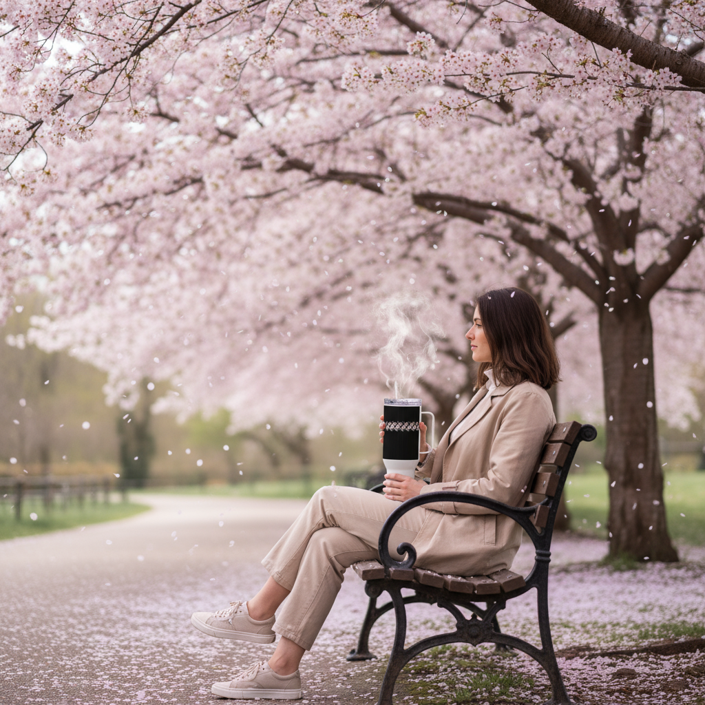 ravel mug with a handle Cherry Blossom