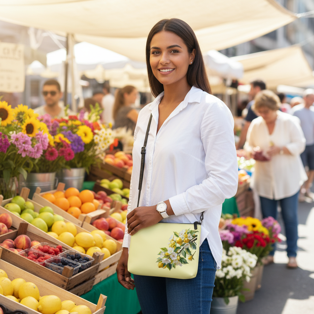 Sac bandoulière citron - Sac utilitaire à motif agrumes