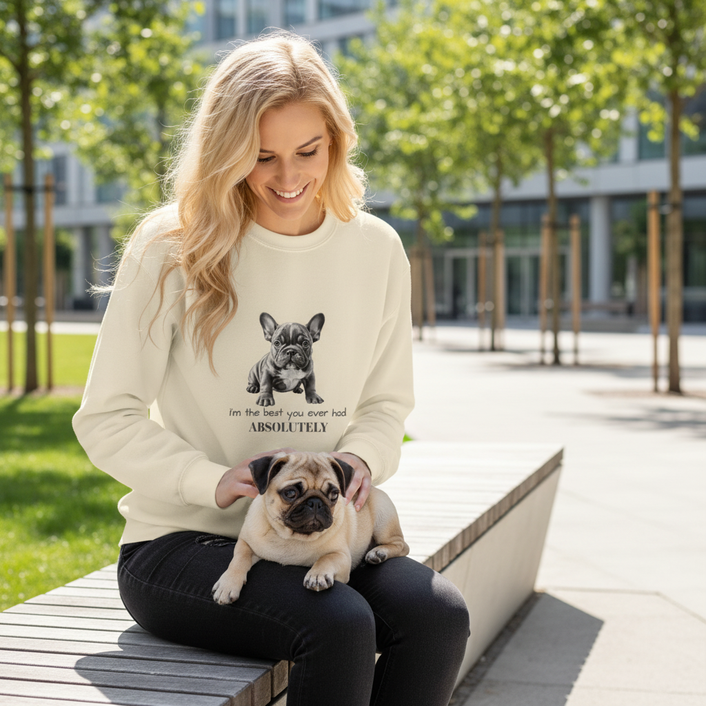 Confident woman in activewear with pug in urban park