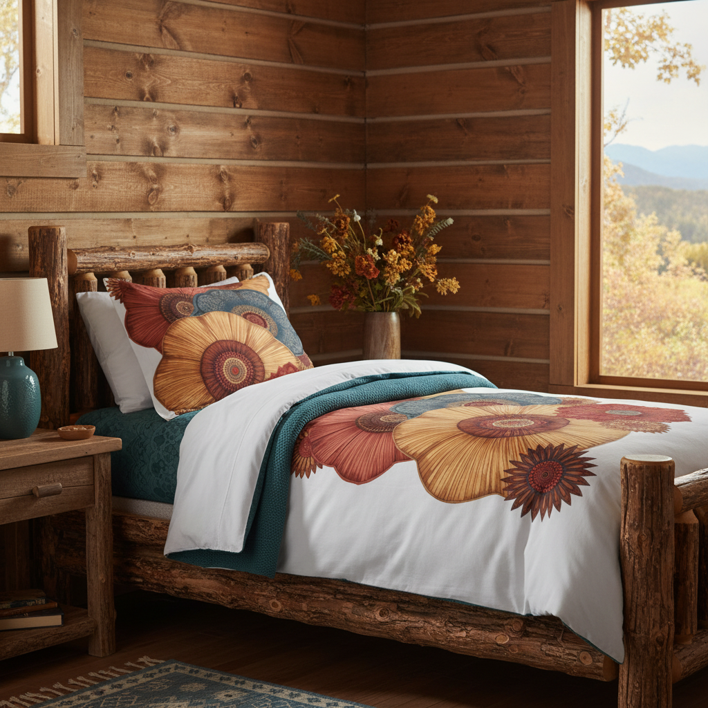 Cozy cabin bedroom with twin XL duvet