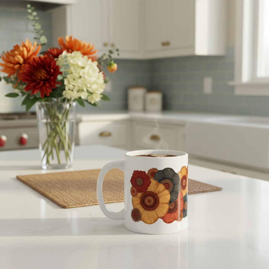 Elegant mug on bright kitchen counter