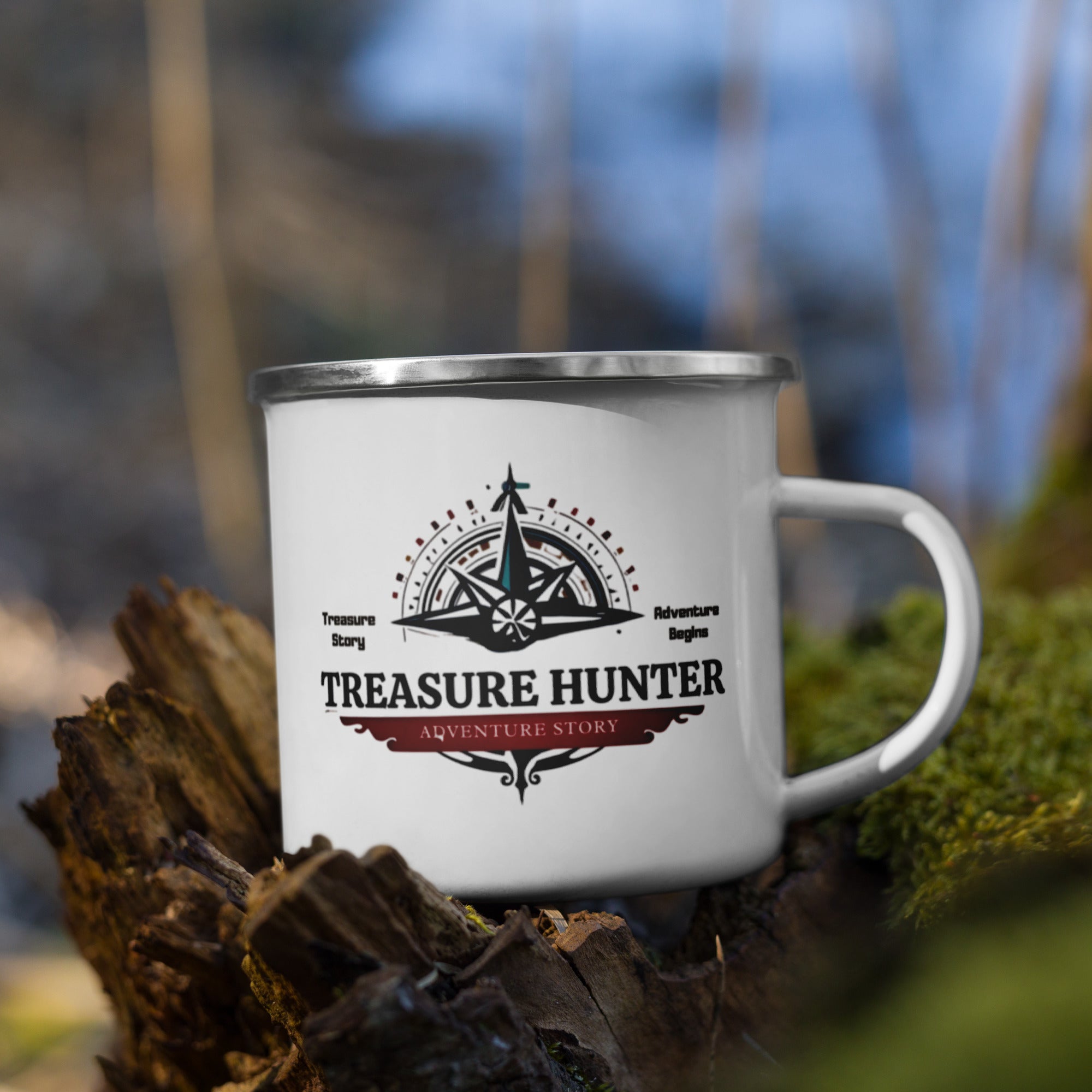 Treasure Hunter Enamel Mug - Adventure Coffee Cup