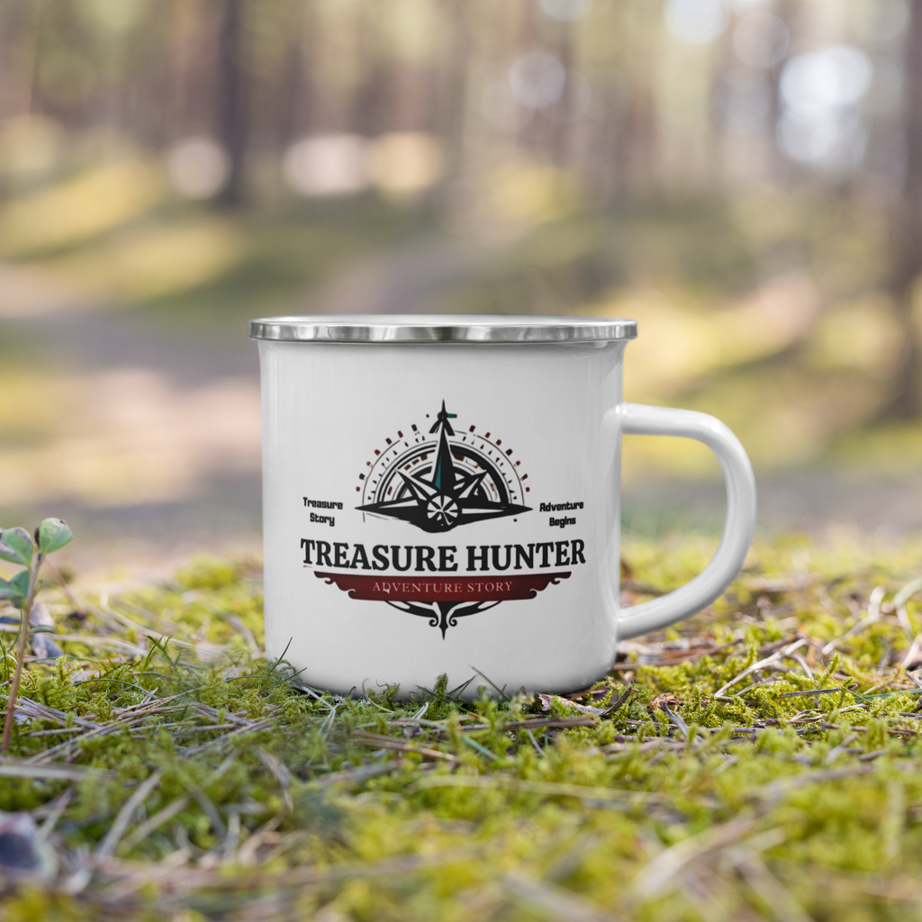 Treasure Hunter Enamel Mug - Adventure Coffee Cup