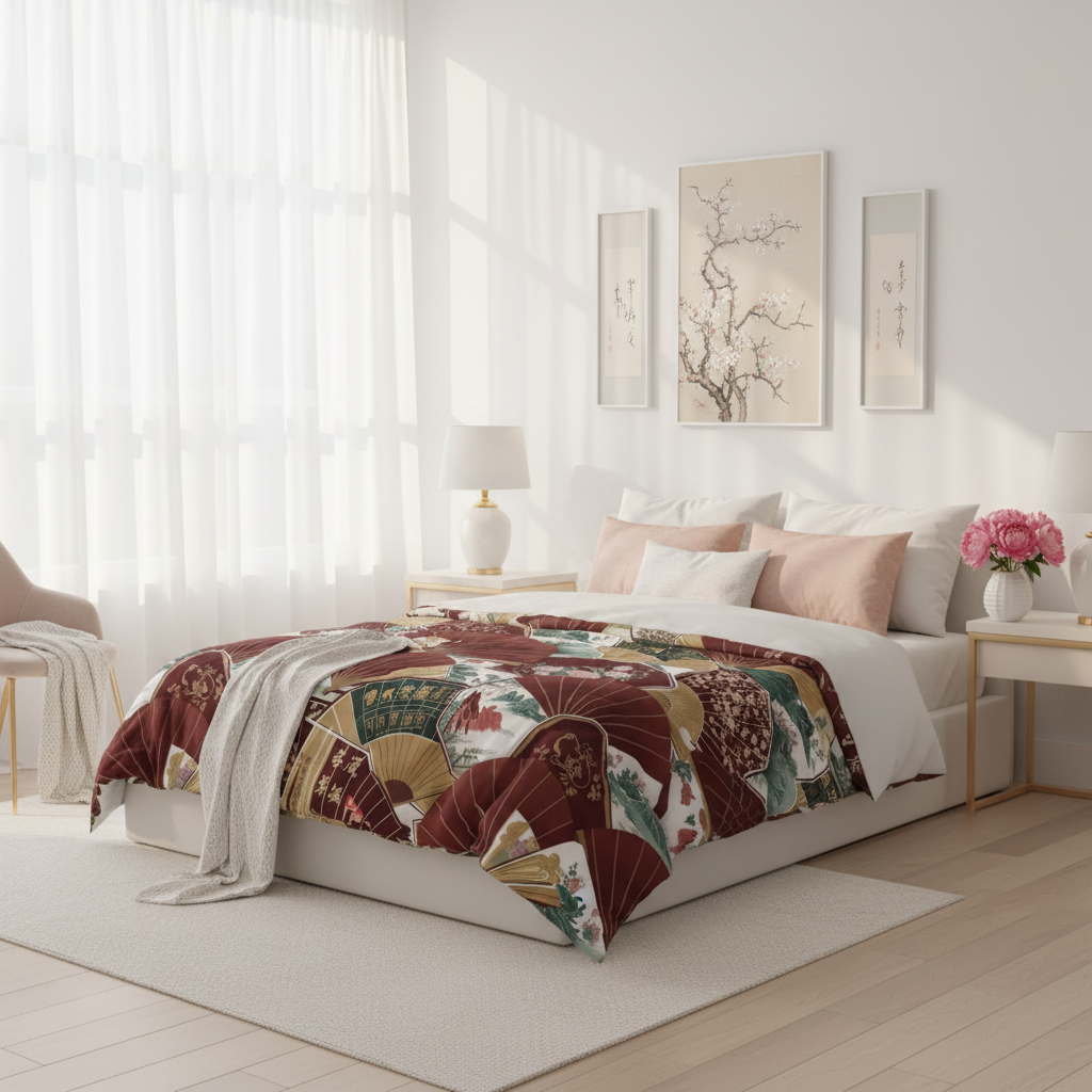 Ethereal white bedroom with oriental elegance