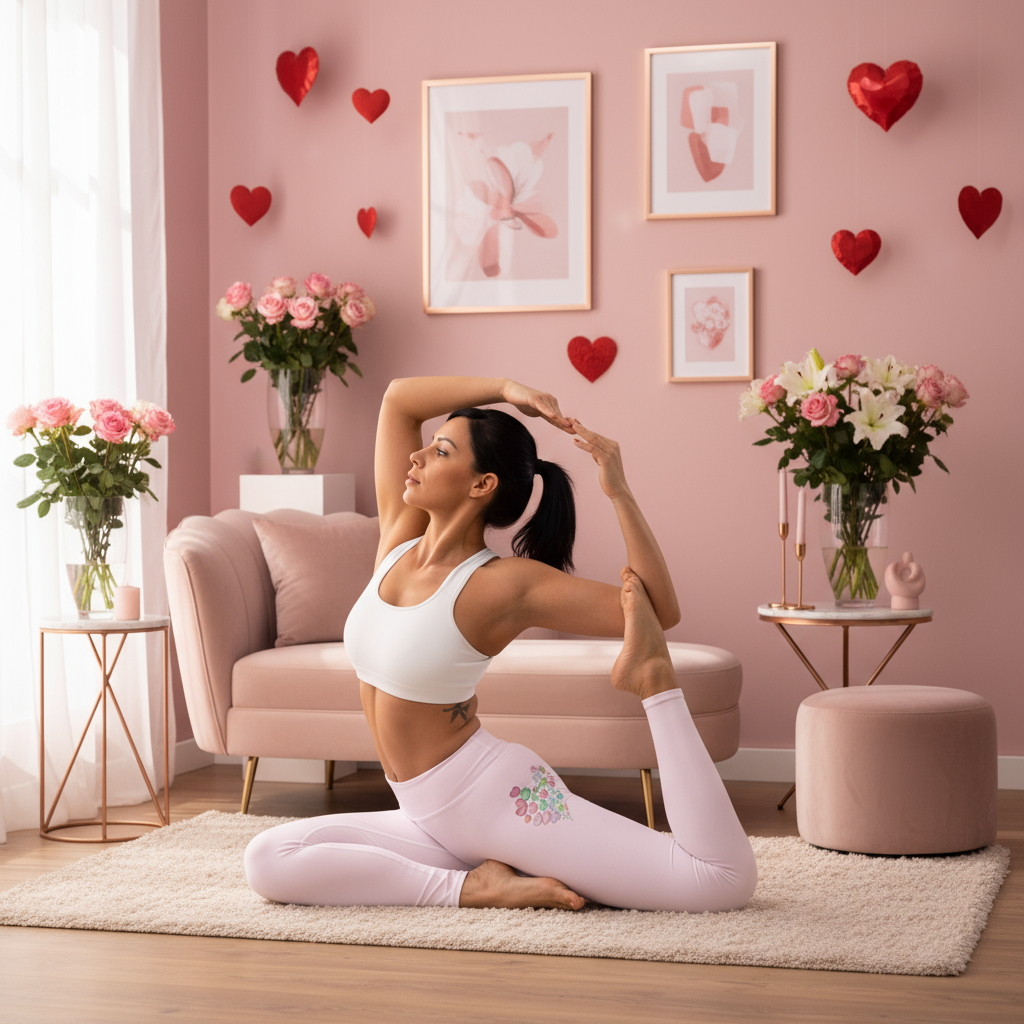 Leggings de yoga à motifs cœurs - Vêtements de sport pour la Saint-Valentin