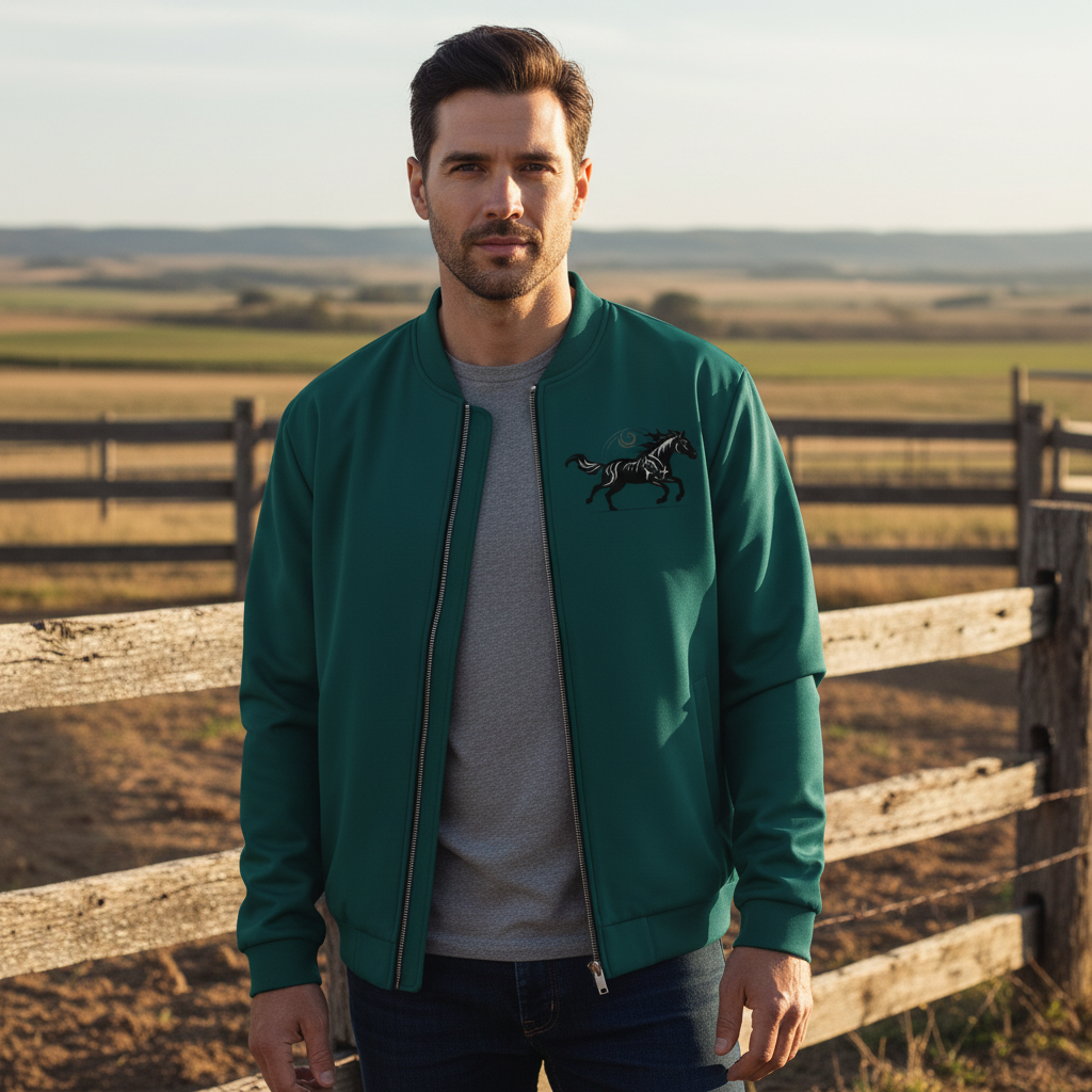 Man on ranch with horse design on left chest