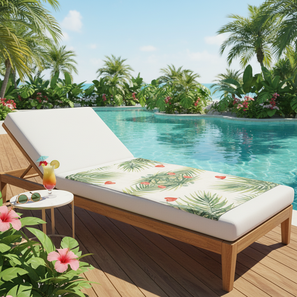 Palm Leaves Hearts Towel - Poolside