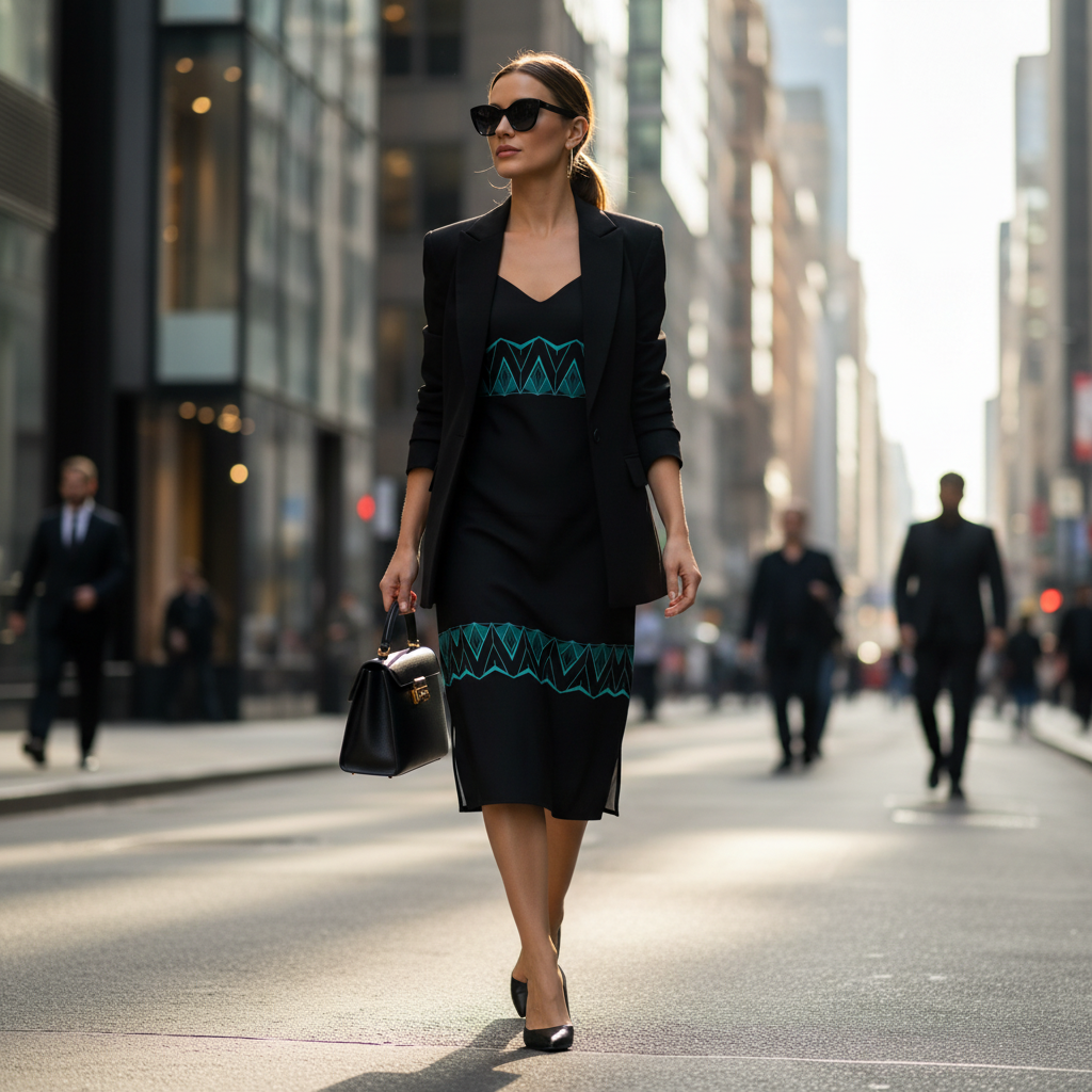 Slip dress with black blazer outfit