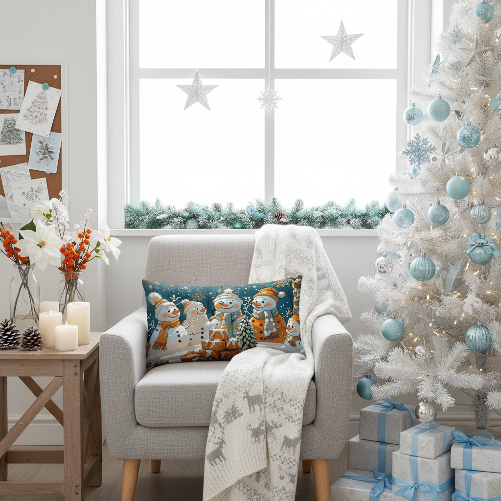 Coussin Bonhomme de Neige - Décoration de Noël festive