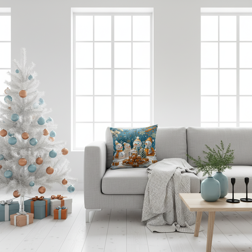 Coussin Bonhomme de Neige - Décoration de Noël festive