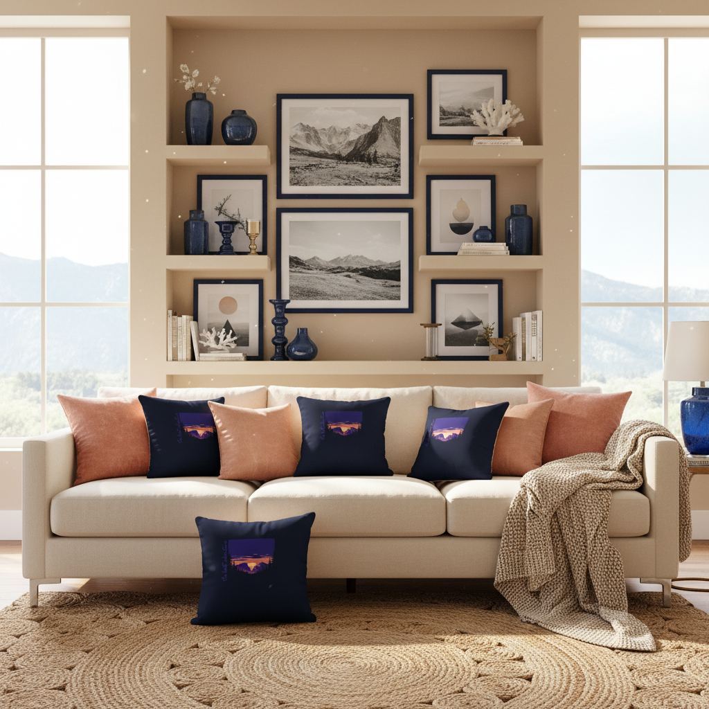 Sophisticated living space with gallery wall