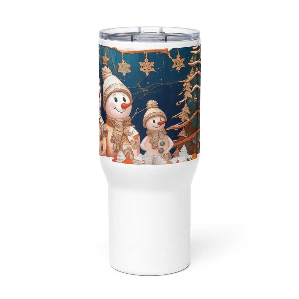 Snowman's Christmas Travel mug with a handle