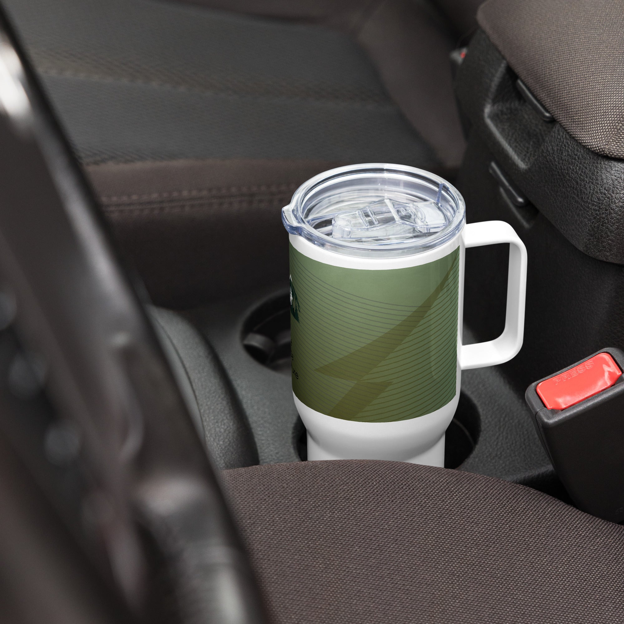 Green Travel Mug with Handle - Insulated Coffee Cup