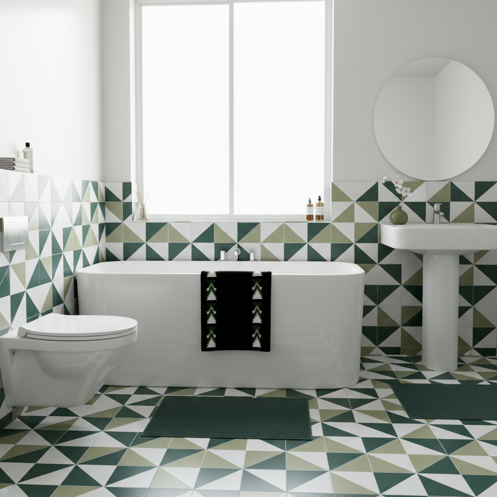 Serviette Triangles - Serviette de bain haut de gamme à motif géométrique