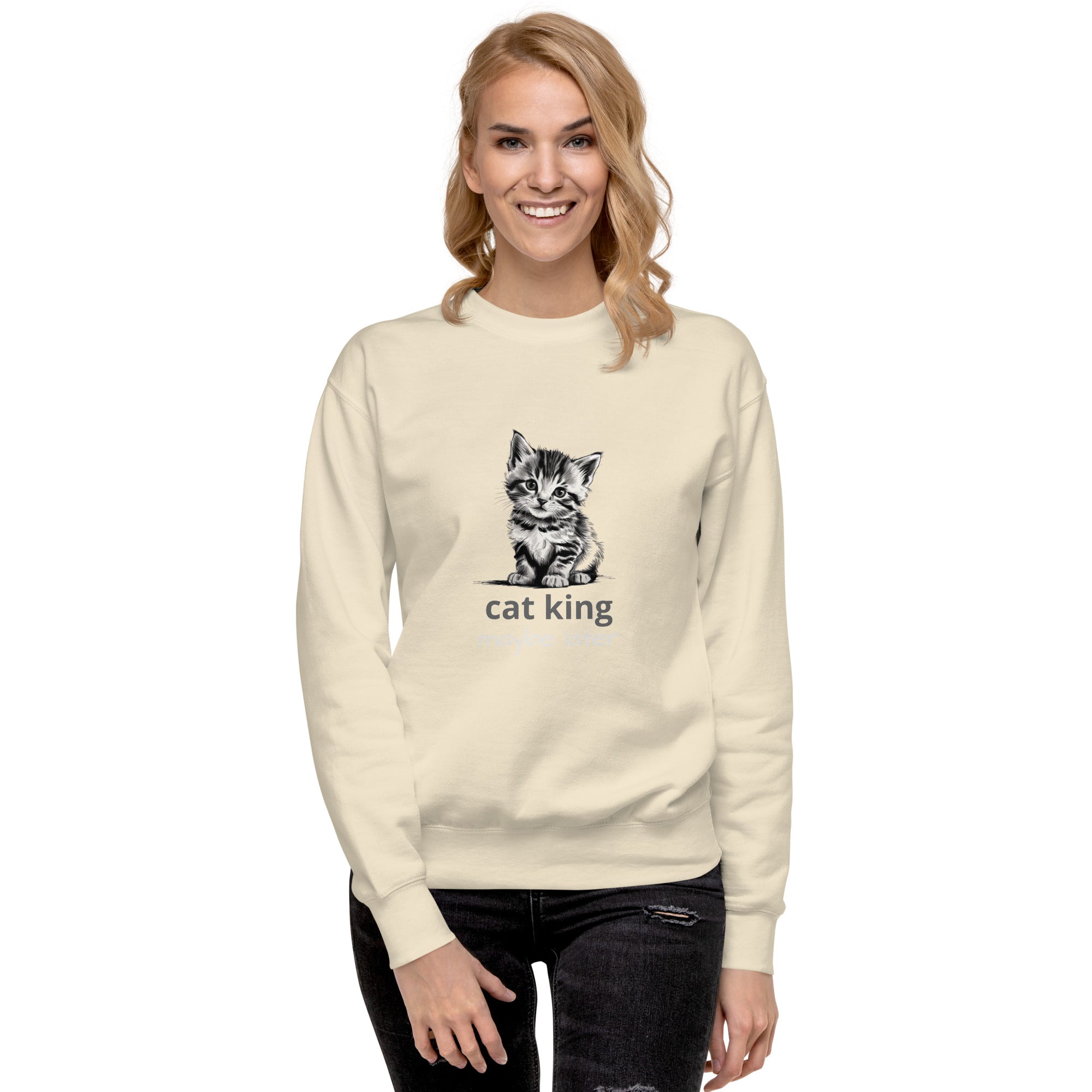 Cute Cat Unisex Premium Sweatshirt - Adorable Feline Design