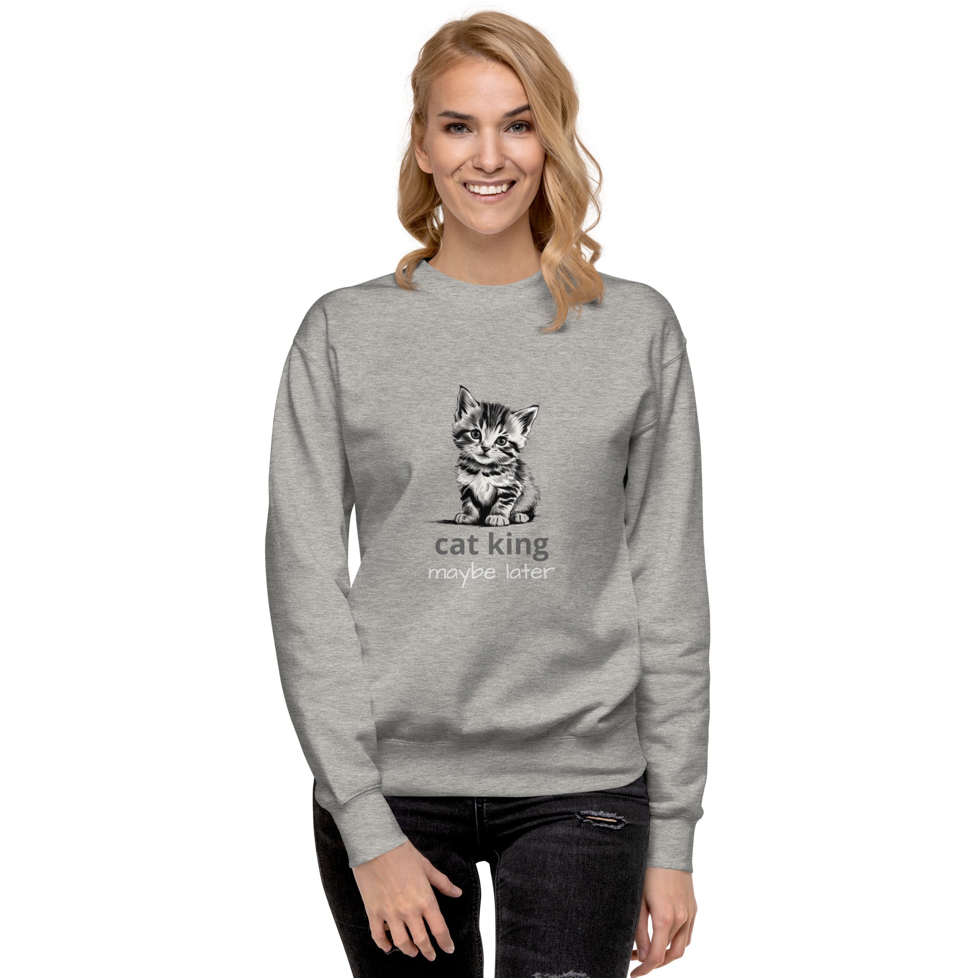 Cute Cat Unisex Premium Sweatshirt - Adorable Feline Design