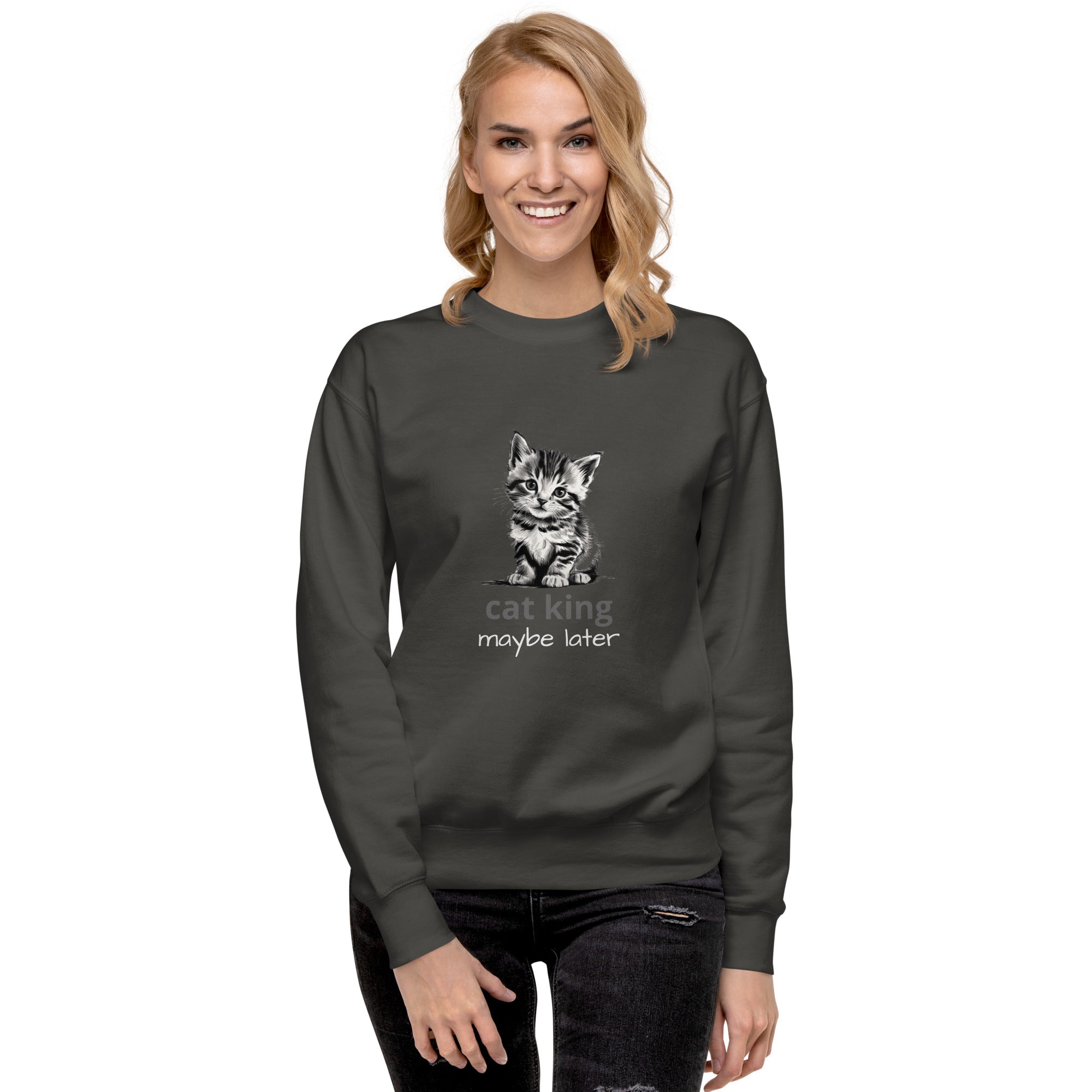 Cute Cat Unisex Premium Sweatshirt - Adorable Feline Design