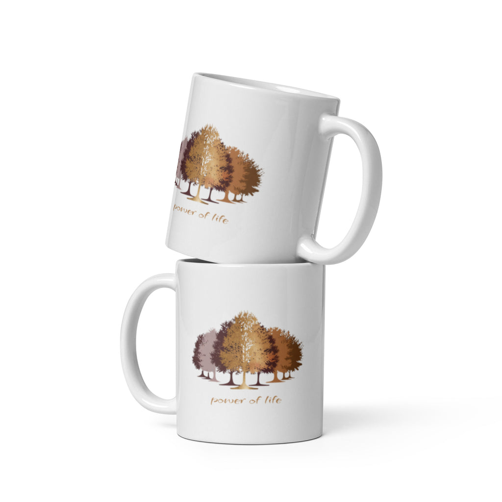Trees White Glossy Mug - Nature Inspired Coffee Cup