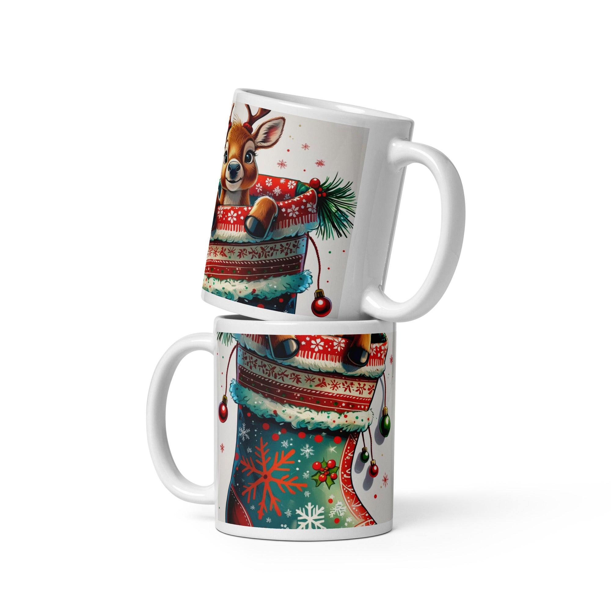 Baby Reindeer White Glossy Mug - Premium Ceramic Coffee Cup