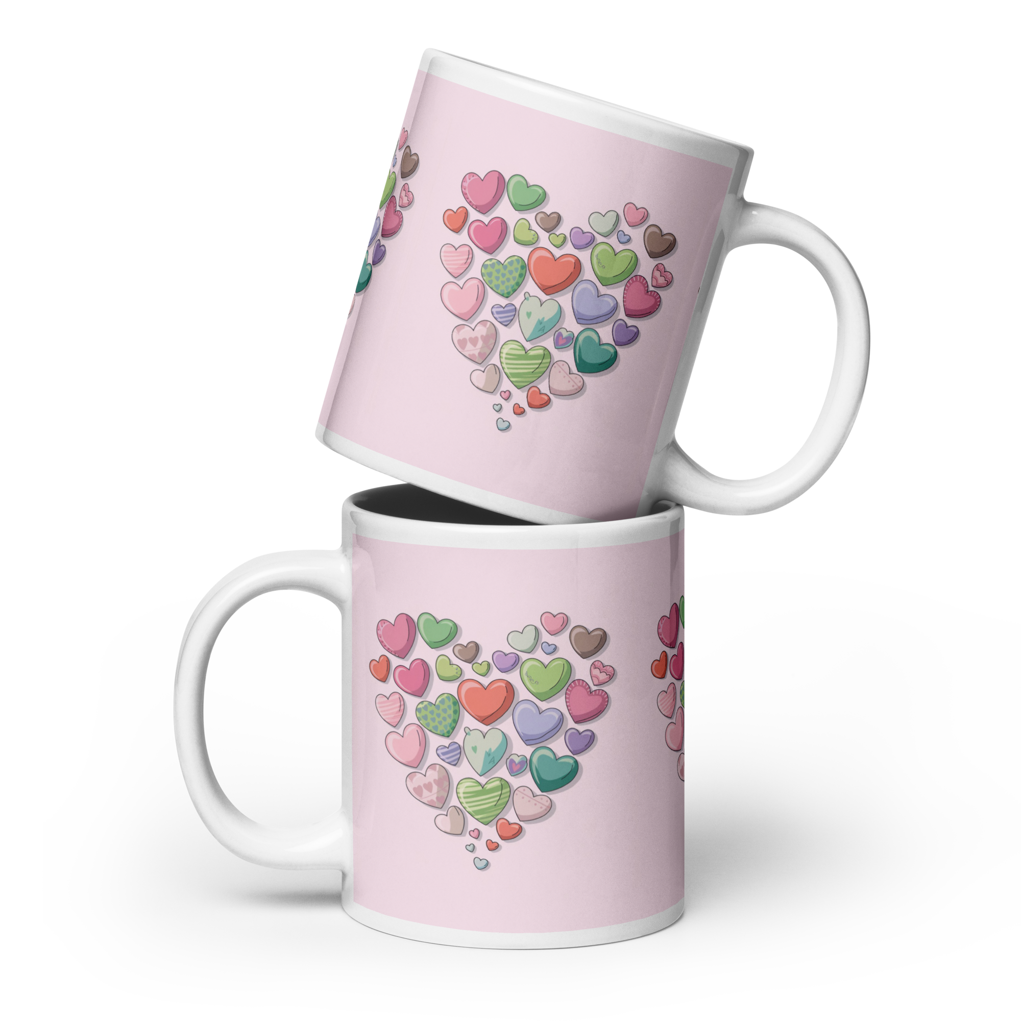 White glossy mug Hearts