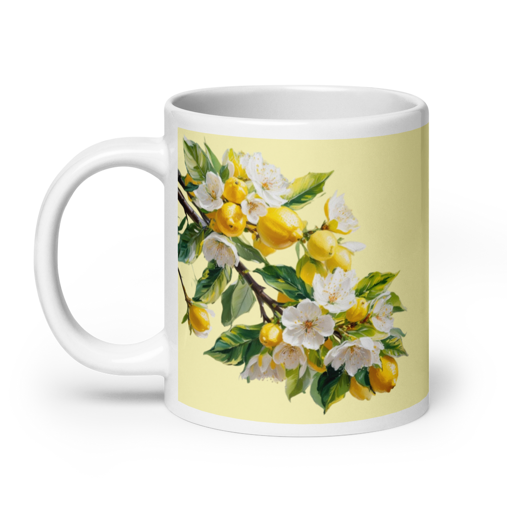 Citrus White Glossy Mug - Fresh Fruit Coffee Cup