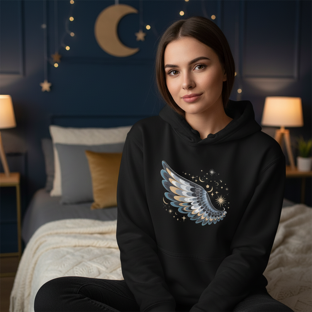 Sweat à capuche Night Wing - Design céleste | Streetwear mystique | Esprit libre et mode 