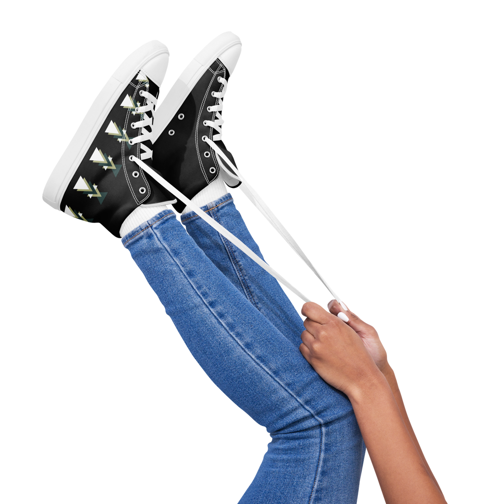 Baskets montantes en toile pour femmes Triangles - Baskets géométriques