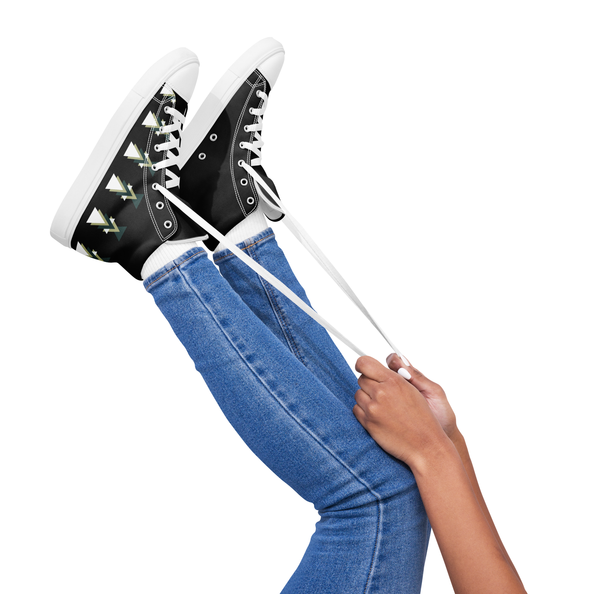 Baskets montantes en toile pour femmes Triangles - Baskets géométriques