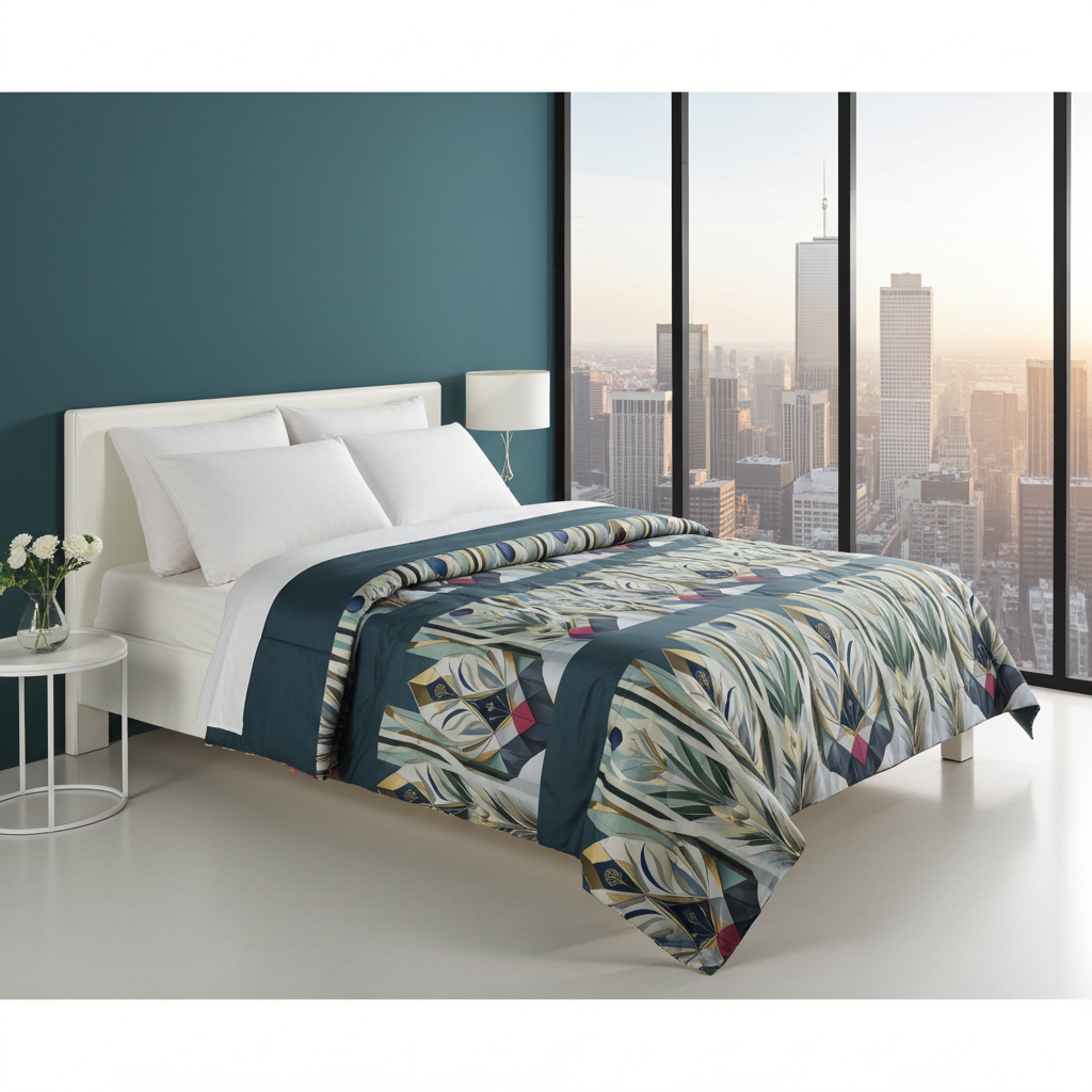 Couette moderne turquoise - Linge de lit géométrique Art déco | Esprit libre et mode